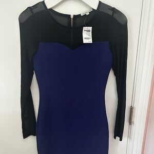 Charlotte Russe Long Sleeve Black and Blue Dress